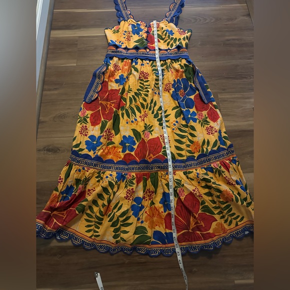 Floral Yard Yellow Sleeveless Midi Dress by FARM Rio.size medium. - Picture 14 of 14